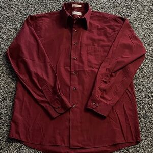 Van Heusen Deep Red Button Down Dress  Shirt (L)